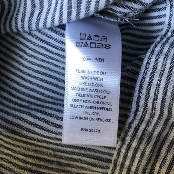 Kenar Linen Vest Women’s Large Gray White Railroad Stripe Coastal Beachy - Picture 6 of 6